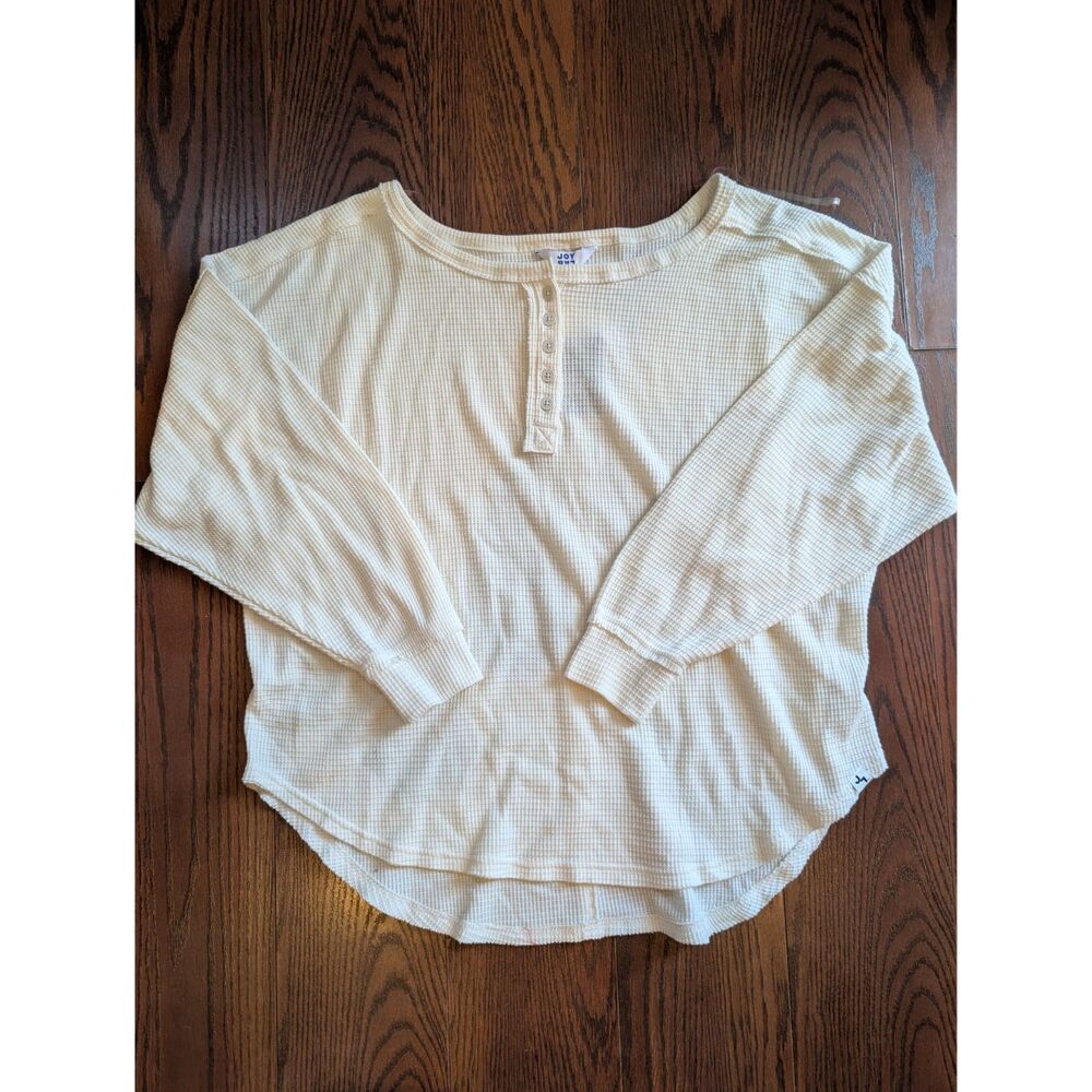 Joy Lab New Waffle Knit Cream Top XL Loungewear Casual Oversized Boho